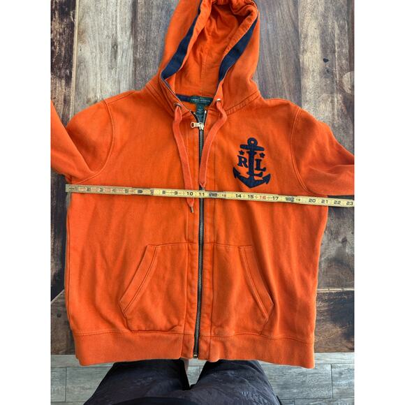 Lauren Ralph Lauren Men's Orange Cotton Blend Full Zip Hoodie Size Large - Picture 6 of 6
